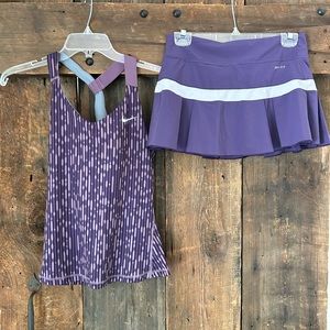 NIKE DRI-FIT TENNIS SET. Halter tank & Skort. Purple. Size Small. $30 set
